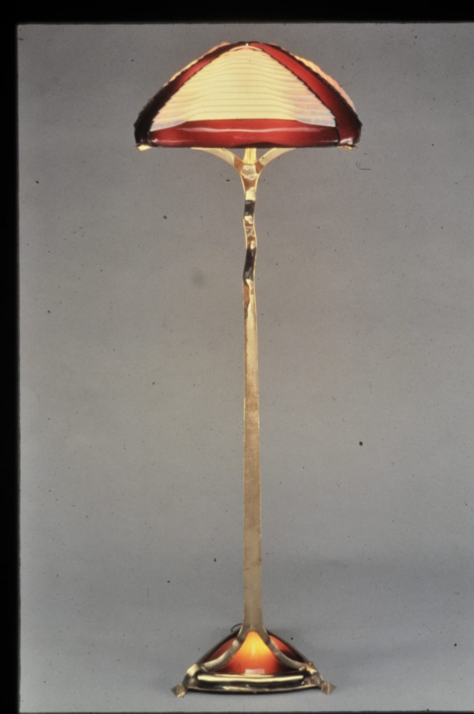 Louvered Floor Lamp in Burgandy-1987